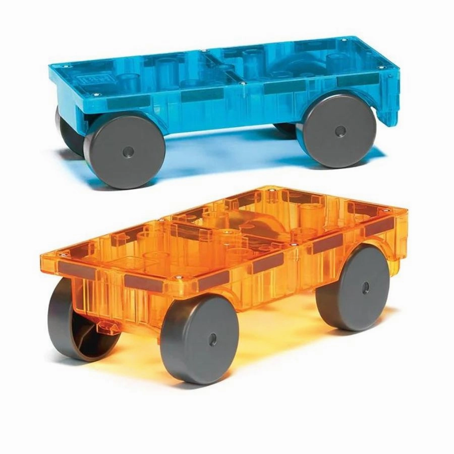 Magna-Tiles - Cars 2 Piece Expansion Set Blue and Orange