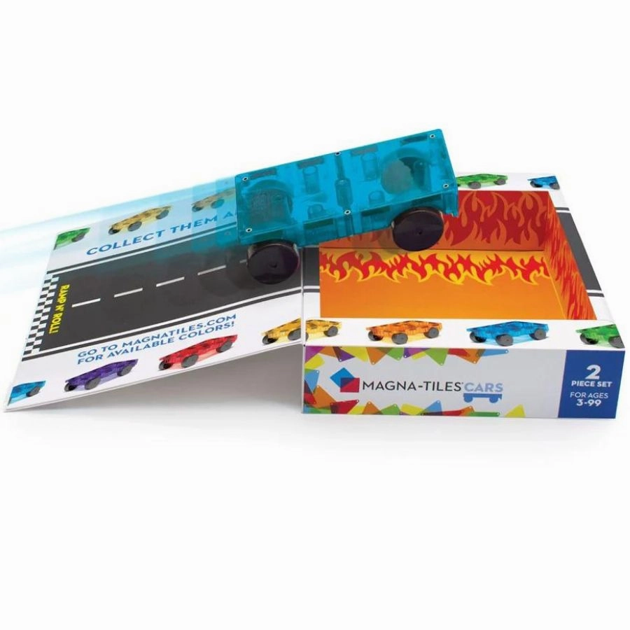 Magna-Tiles - Cars 2 Piece Expansion Set Blue and Orange