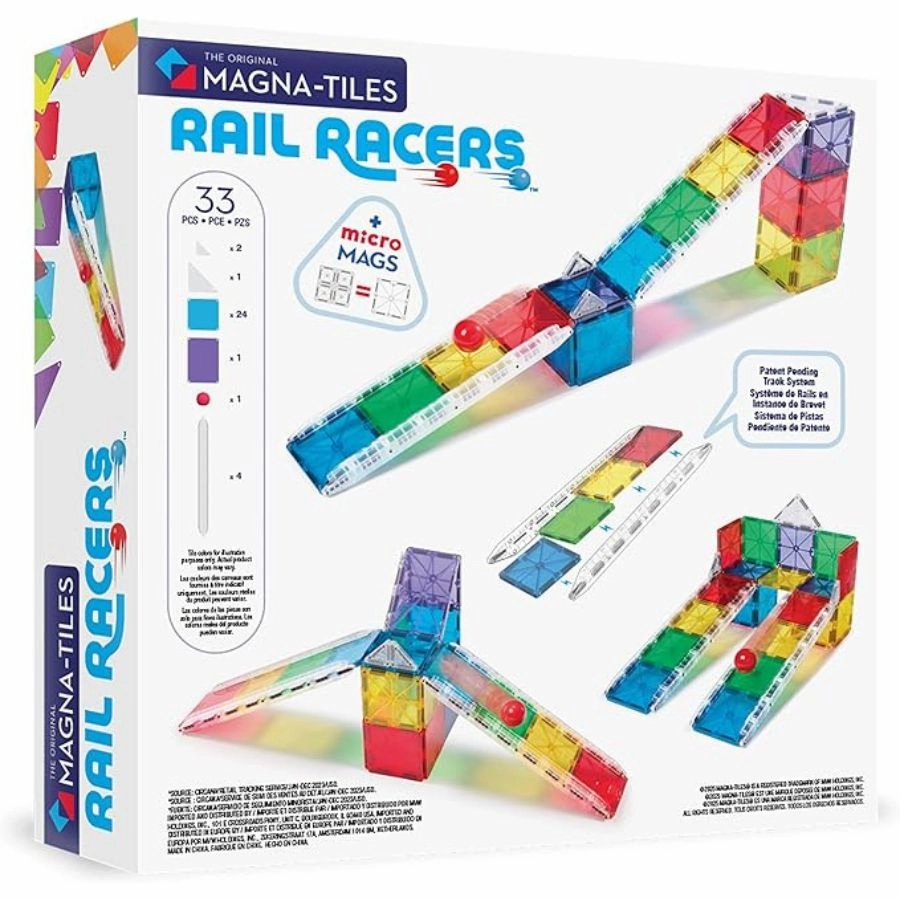 Magna-Tiles -  Rail Racers 33 Piece Magnetic Construction Set