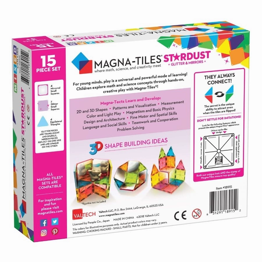 Magna-Tiles - Stardust 15-Piece Set Magnetic Tiles