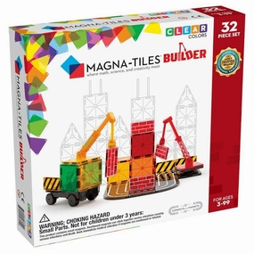 Magna-Tiles: Builder Clear Colours 32 pieces Magnetic Tiles