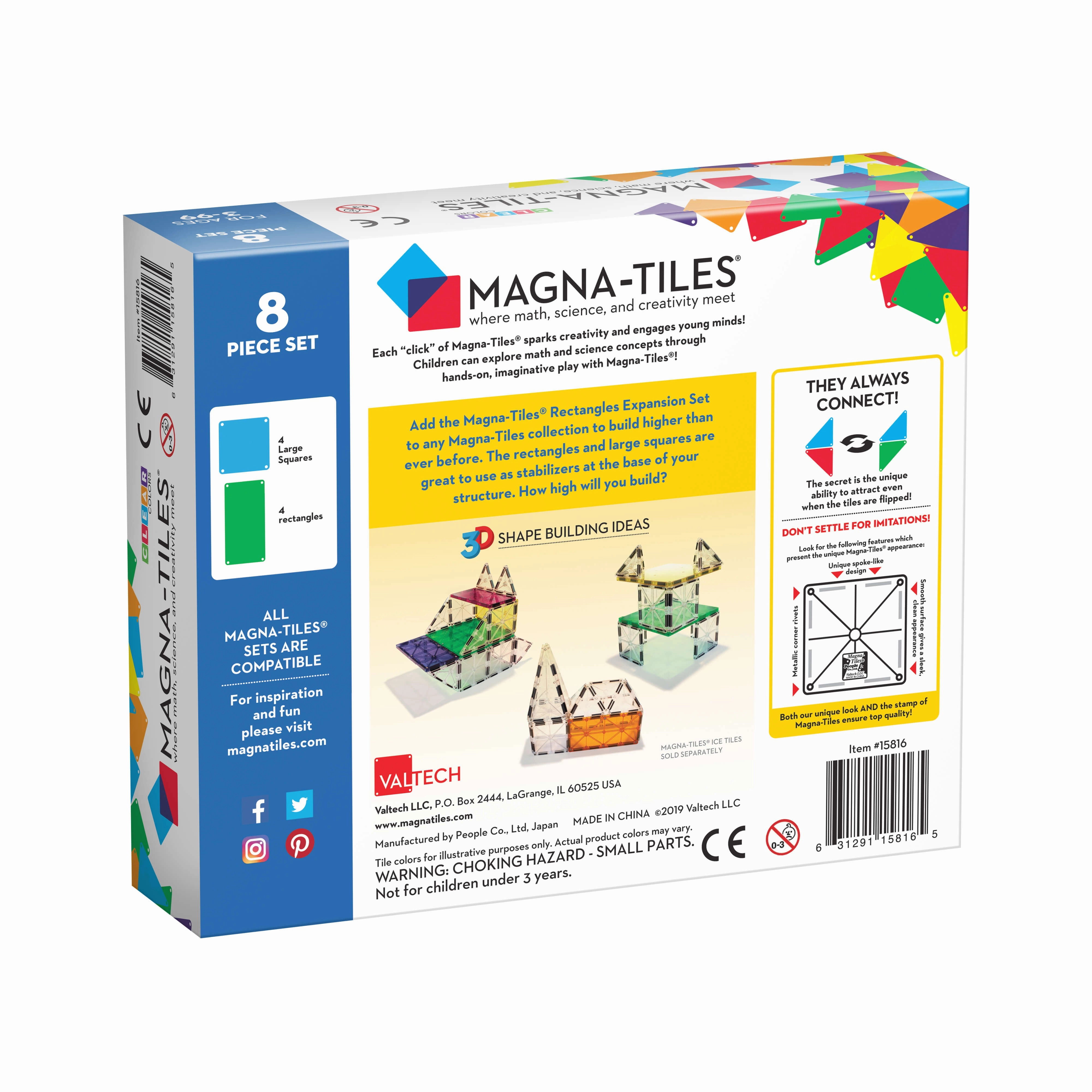 MAGNA-TILES Classic Rectangles 8-Piece Expansion Set