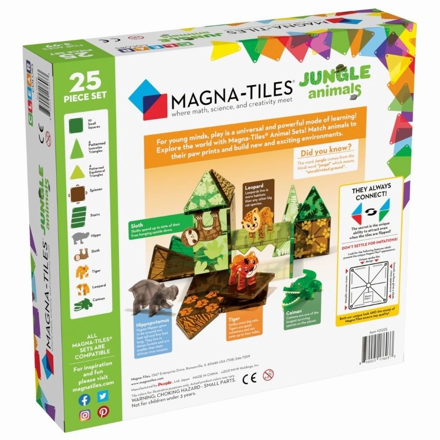 Magna-Tiles: Jungle Animals 25 Piece Set Magnetic Tiles