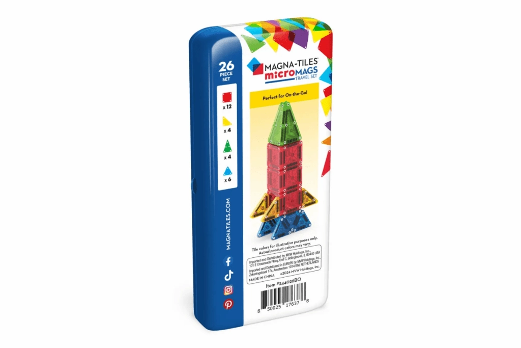 MAGNA-TILES microMAGS 26 Piece Travel Set (Bold Colours)