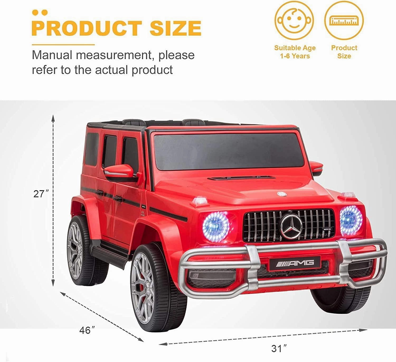 Mercedes-Benz AMG G63 12V Battery 2-Seater Ride-on Car - Red