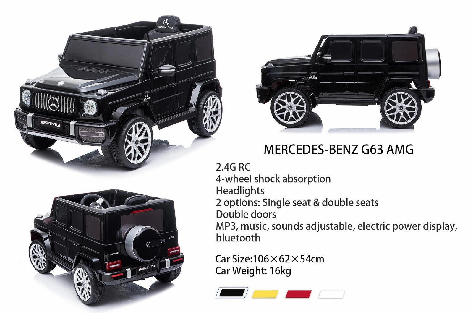 Mercedes-Benz AMG G63 12V Battery Ride-on Car - Black