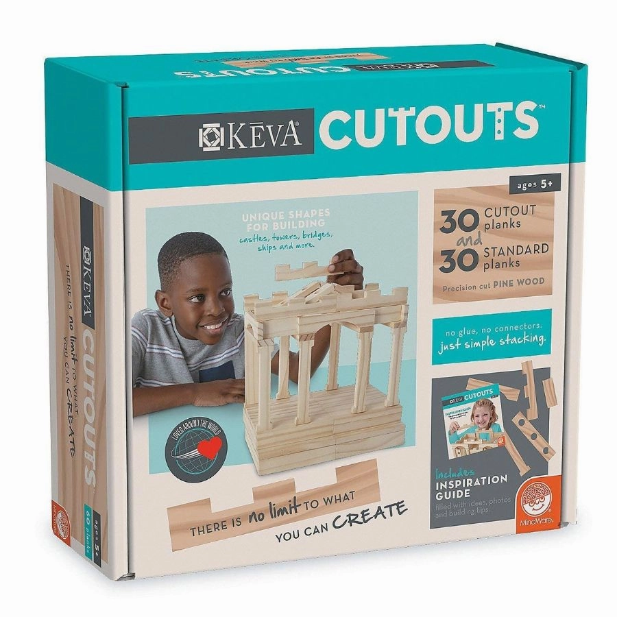 Mindware - KEVA Cutouts Wooden Planks 60 Pieces