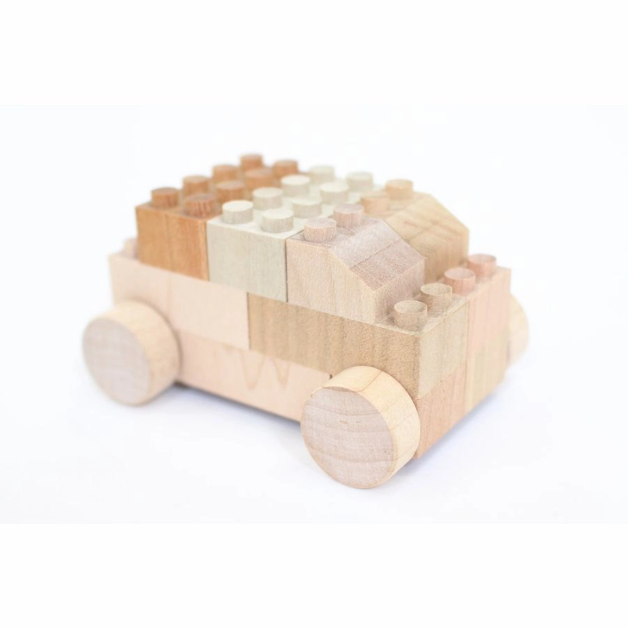 Mokulock - Wooden Building Blocks Bubu Car 14 Pieces