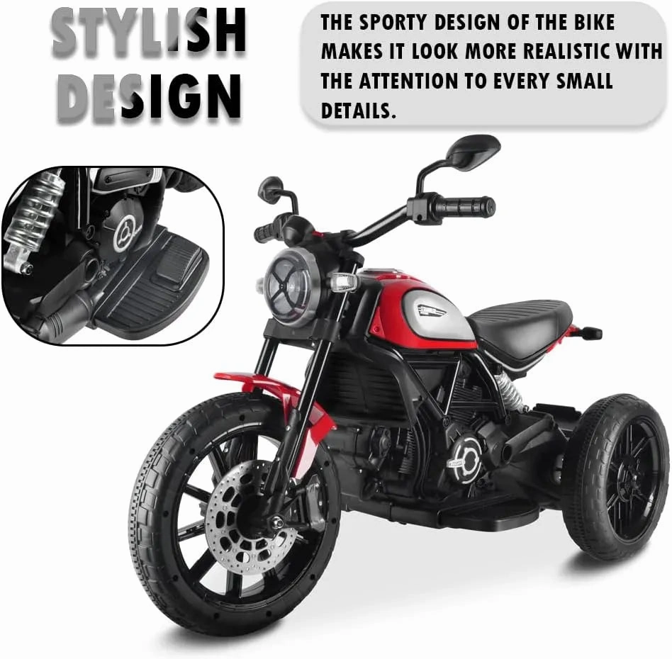 Moto Ducati Scrambler Electric 12V Battery Powered 3-Wheel Motorbike Ride-on