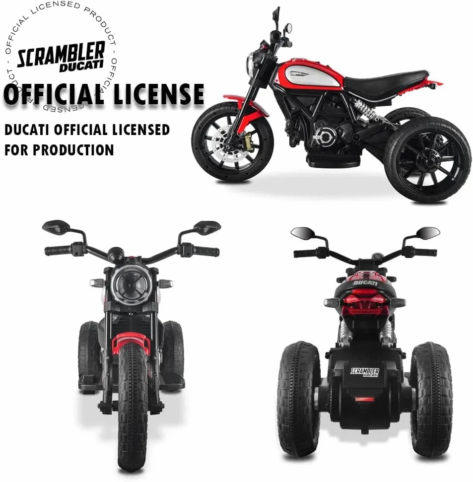 Moto Ducati Scrambler Electric 12V Battery Powered 3-Wheel Motorbike Ride-on