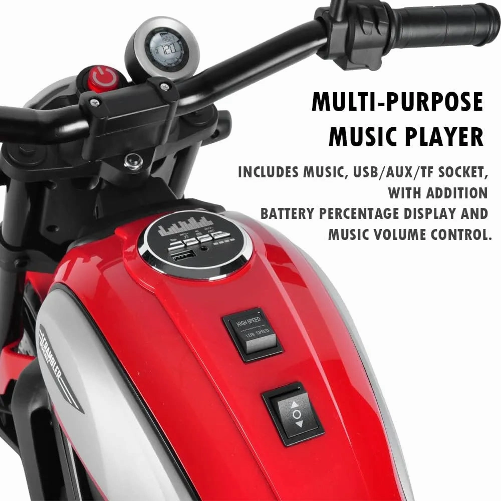 Moto Ducati Scrambler Electric 12V Battery Powered 3-Wheel Motorbike Ride-on