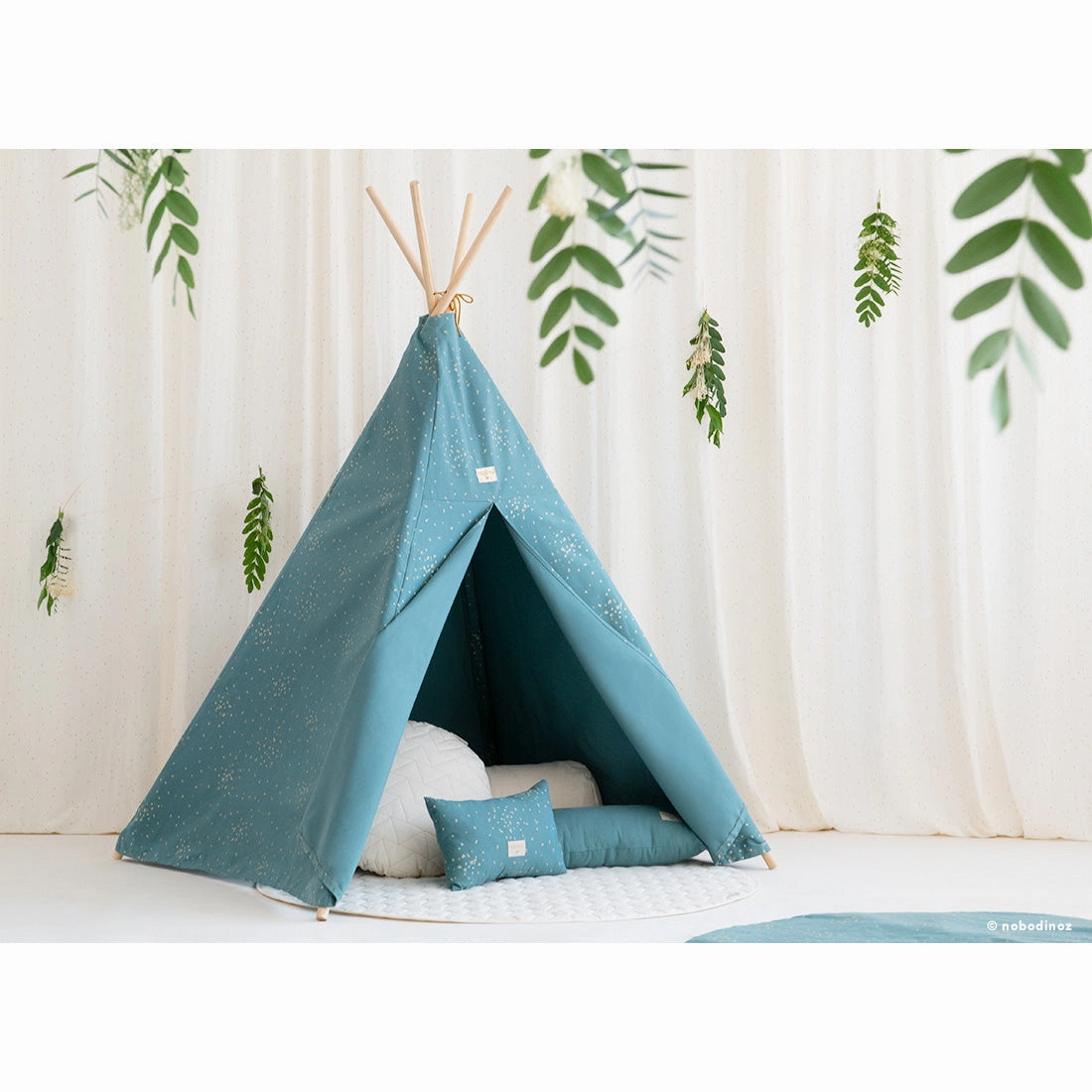 nobodinoz Phoenix Teepee Gold Confetti/Magic Green
