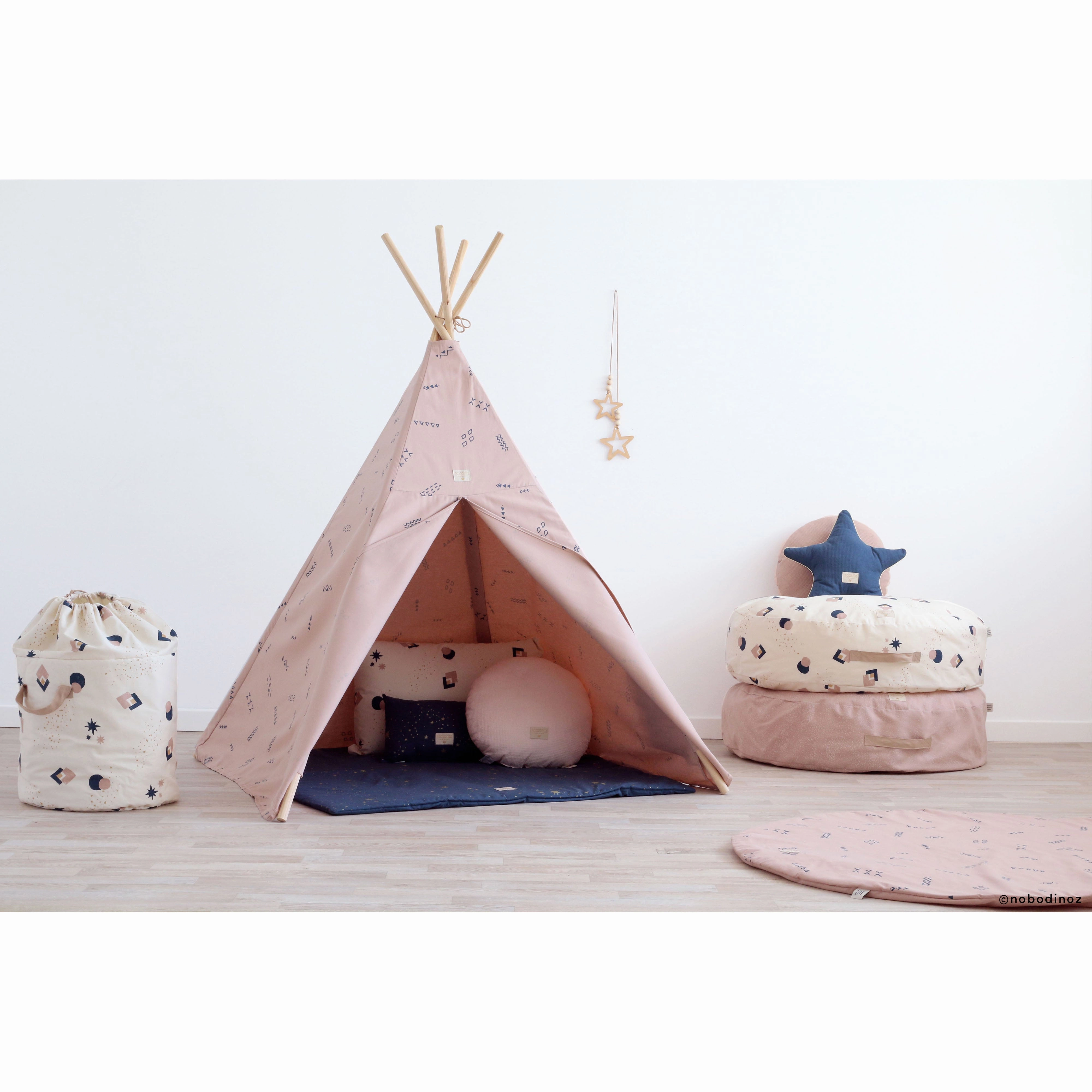 nobodinoz Teepee Blue Secrets/Misty Pink