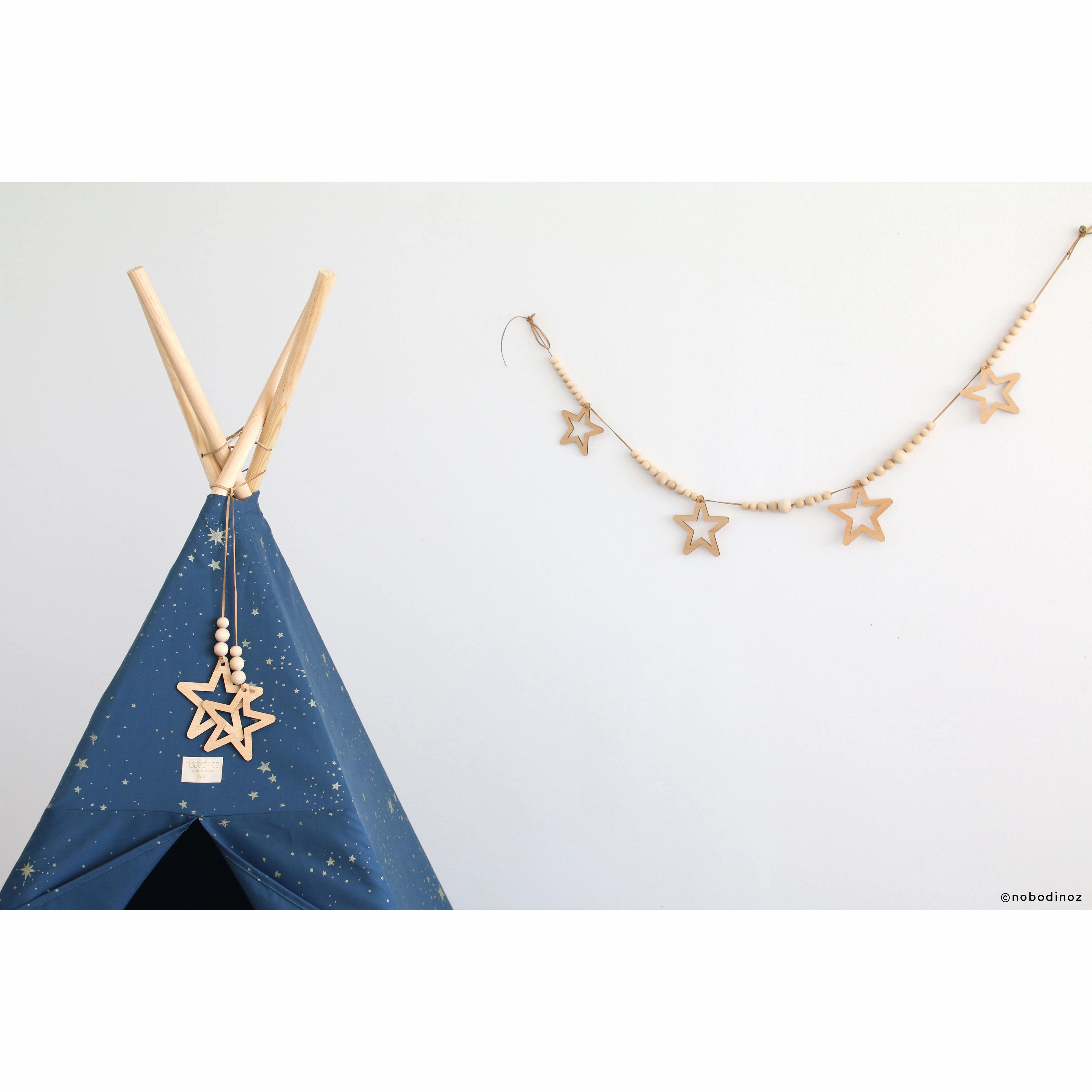 nobodinoz Teepee Gold Stella/Night Blue