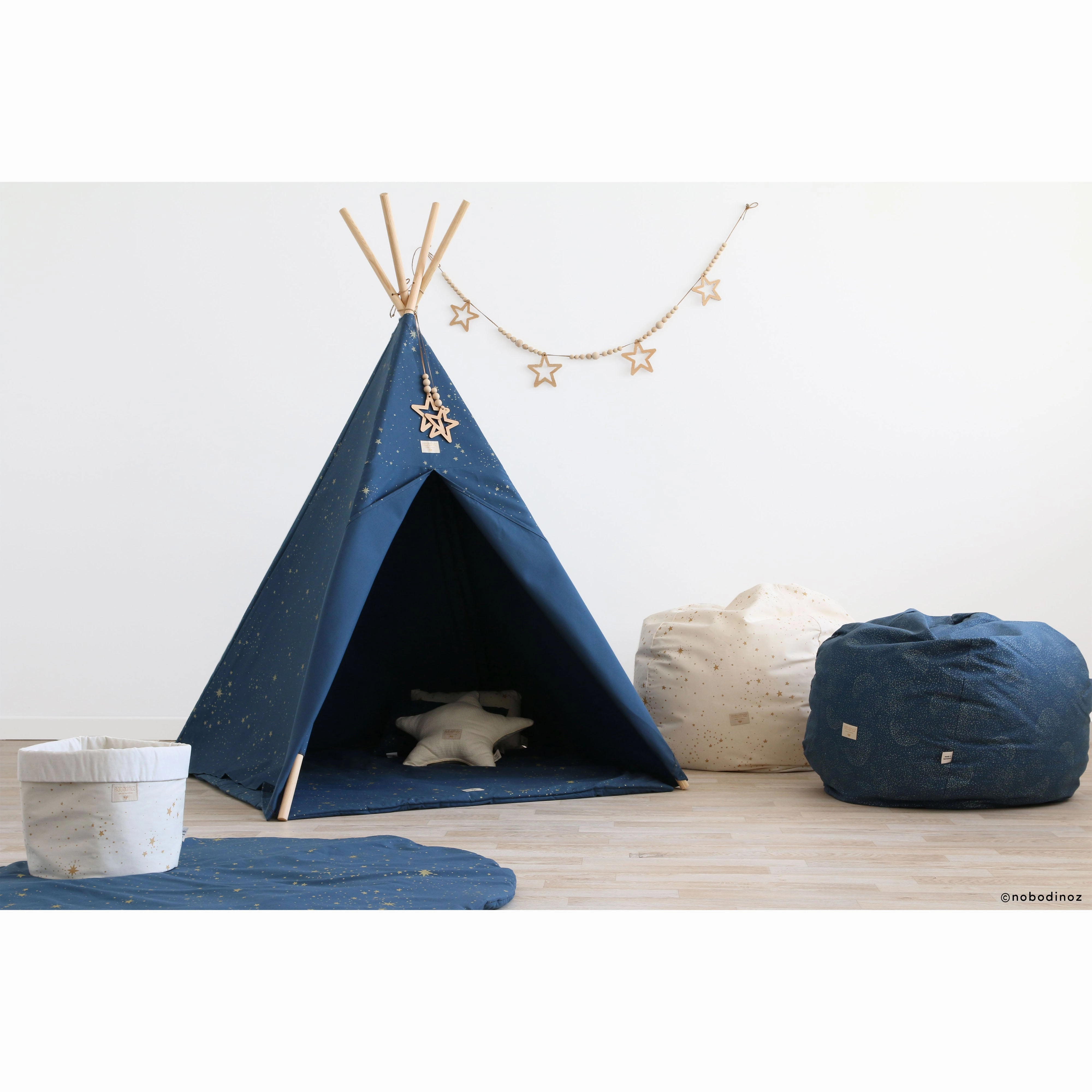 nobodinoz Teepee Gold Stella/Night Blue