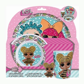 Official L.O.L Surprise! 3 Piece Coloured BPA Free Tableware Set