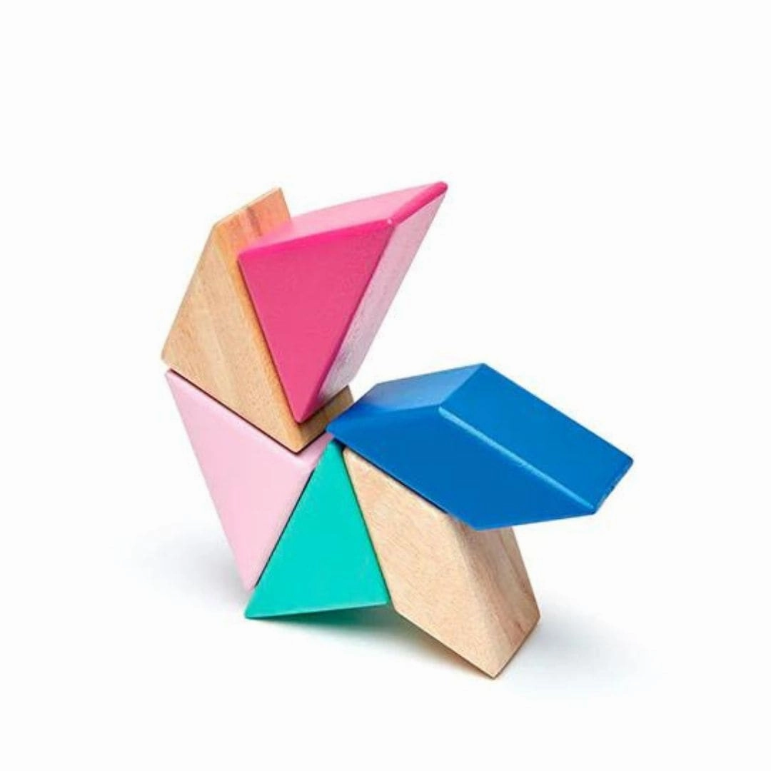 Pocket Pouch Prism Wooden Magnetic Blocks - Blossom