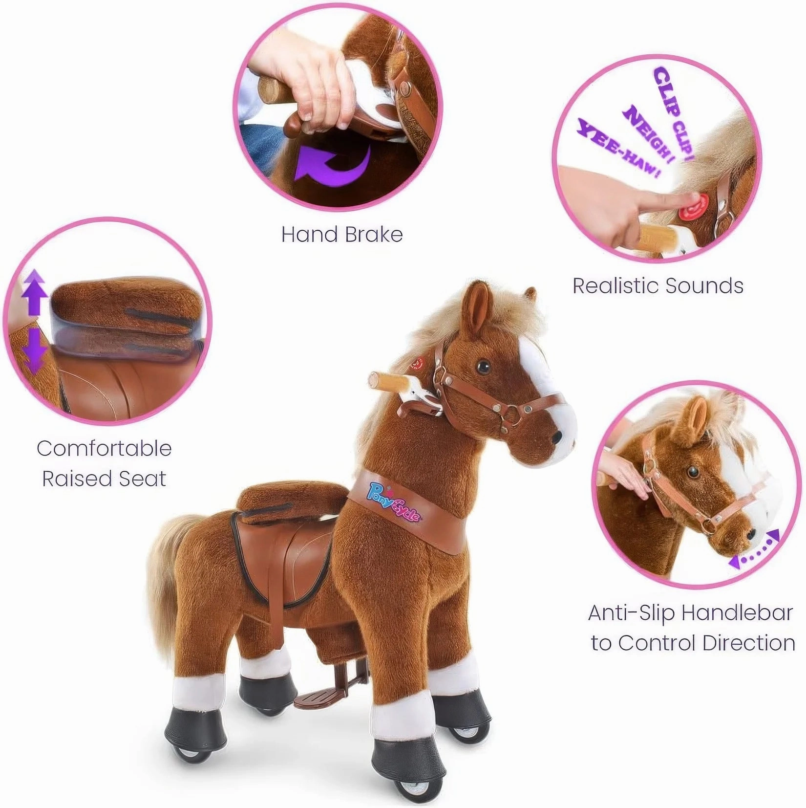 PonyCycle Mechanically Walking Ride-On - Brown Horse - Age 7  Years