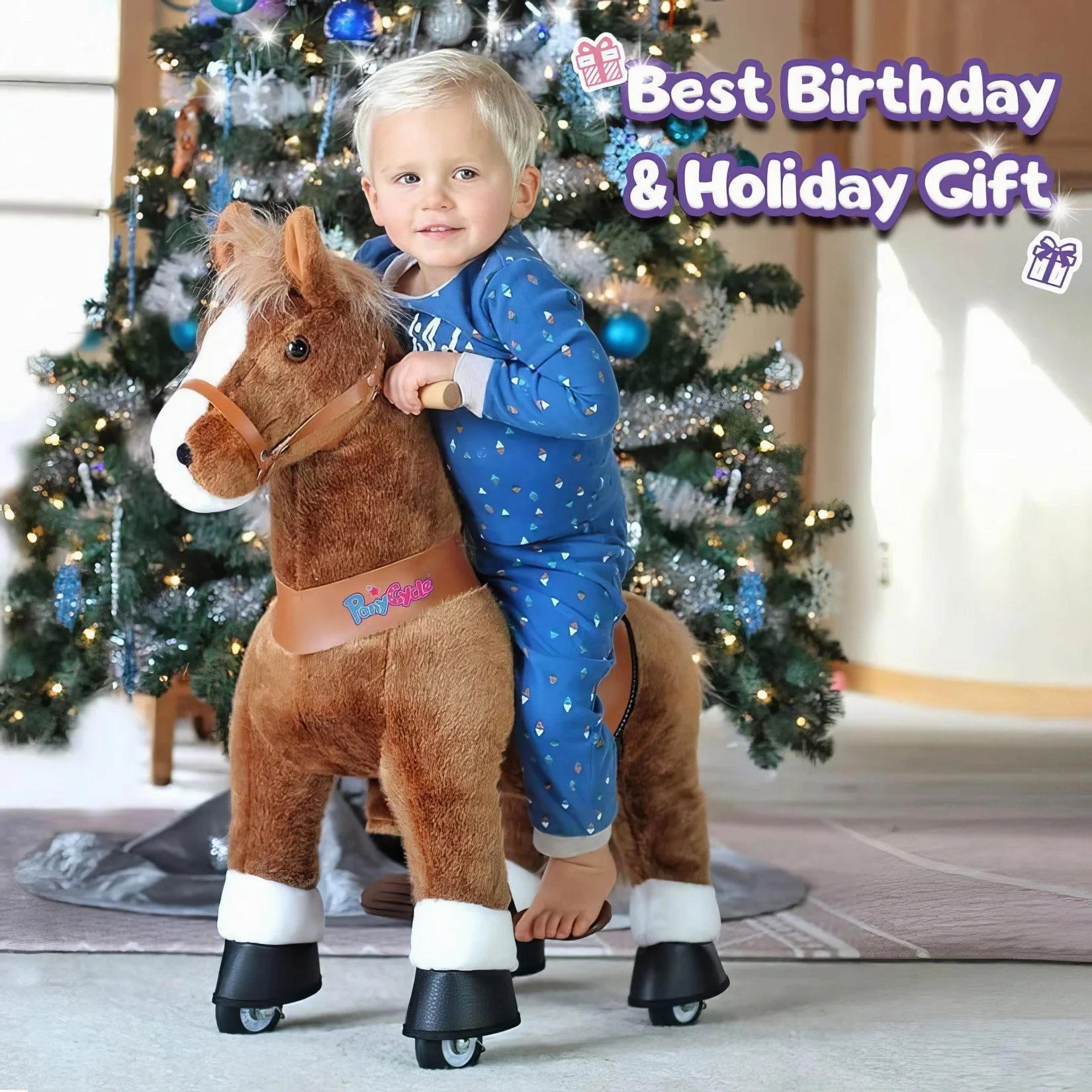 PonyCycle Mechanically Walking Ride-On - Brown Horse - Age 7  Years