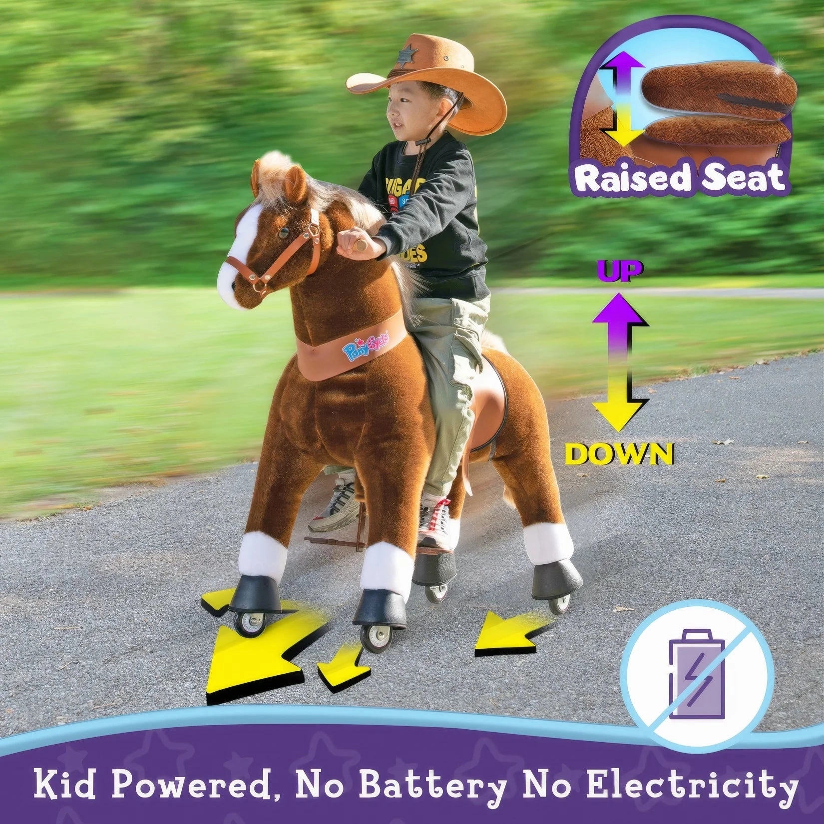 PonyCycle Mechanically Walking Ride-On - Brown Horse - Age 7  Years