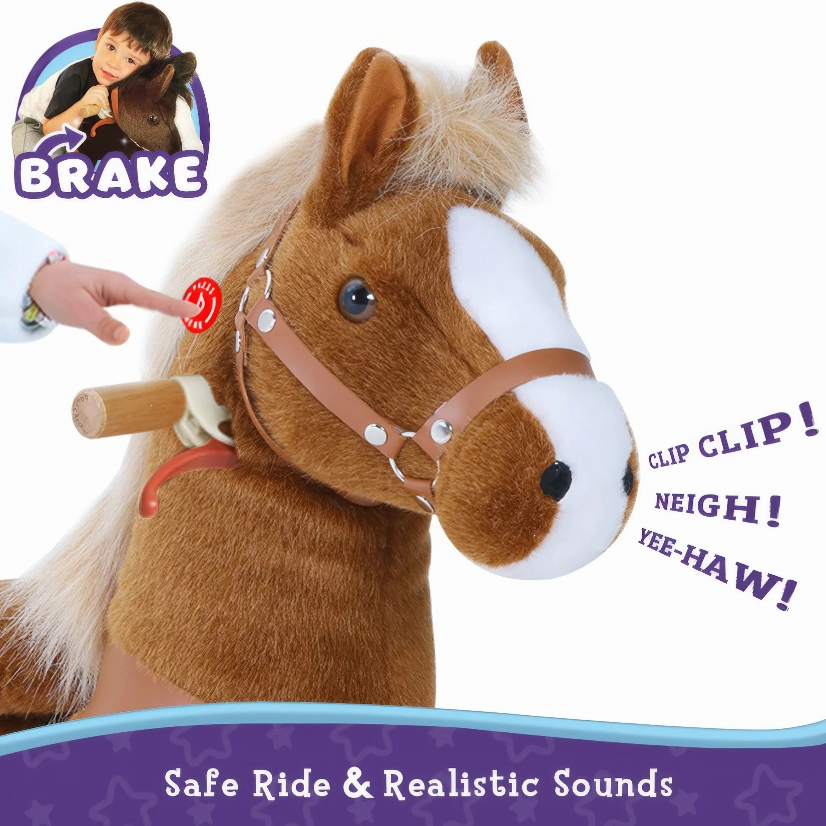 PonyCycle Mechanically Walking Ride-On - Brown Horse - Age 7  Years