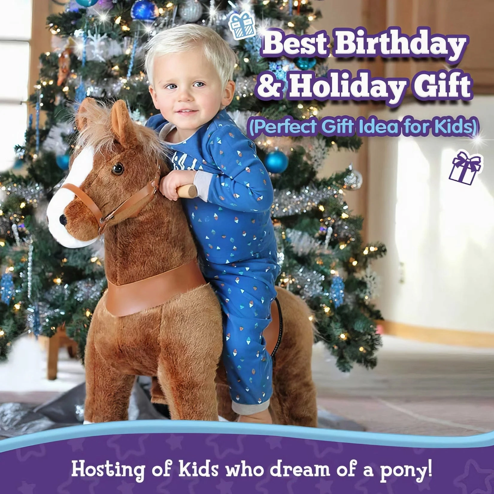 PonyCycle Mechanically Walking Ride-On - Brown Horse - Age 7  Years