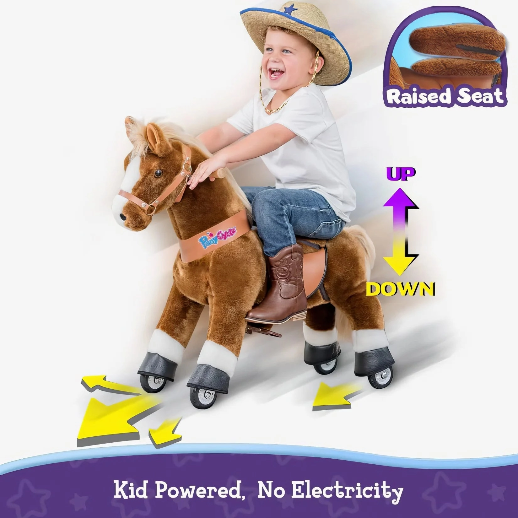 PonyCycle Mechanically Walking Ride-On - Brown Horse - Age 7  Years