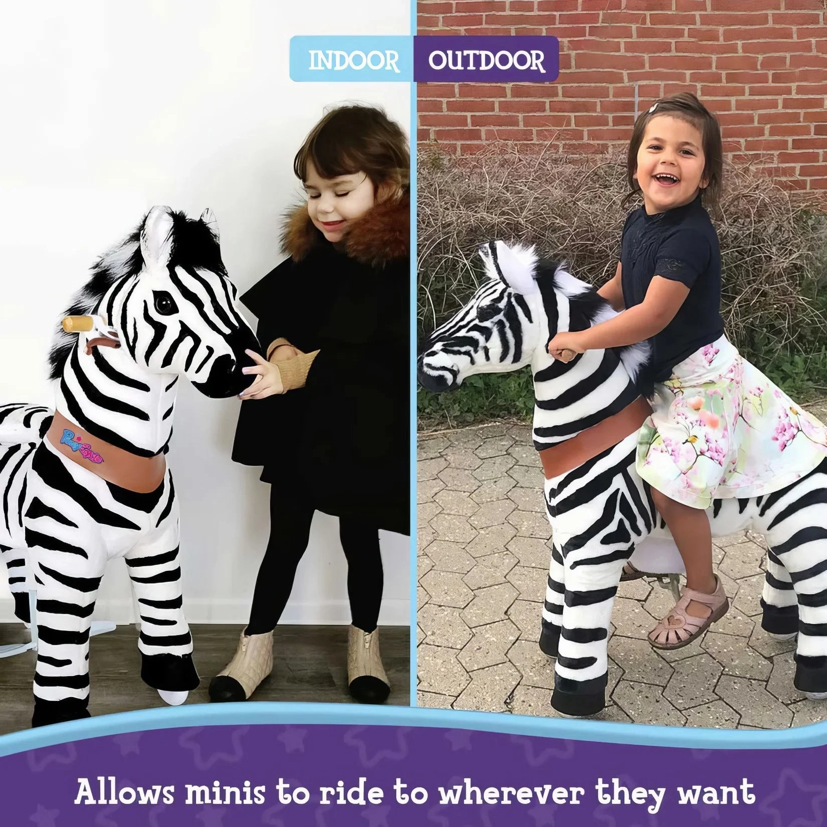 PonyCycle Mechanically Walking Ride-On - Zebra - Age 4- 8