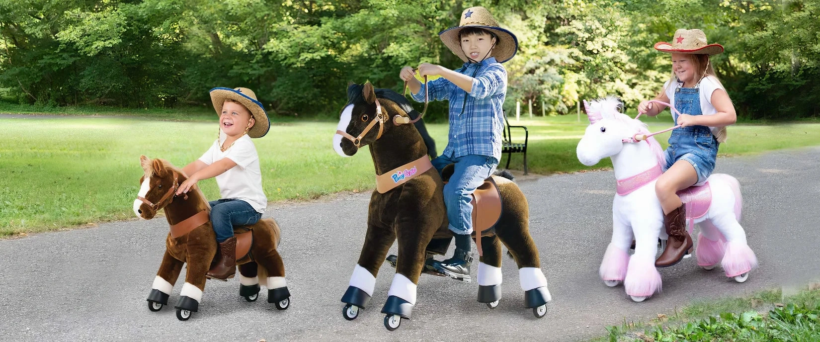 PonyCycle Mechanically Walking Ride-On Black Horse - Ages 4-8