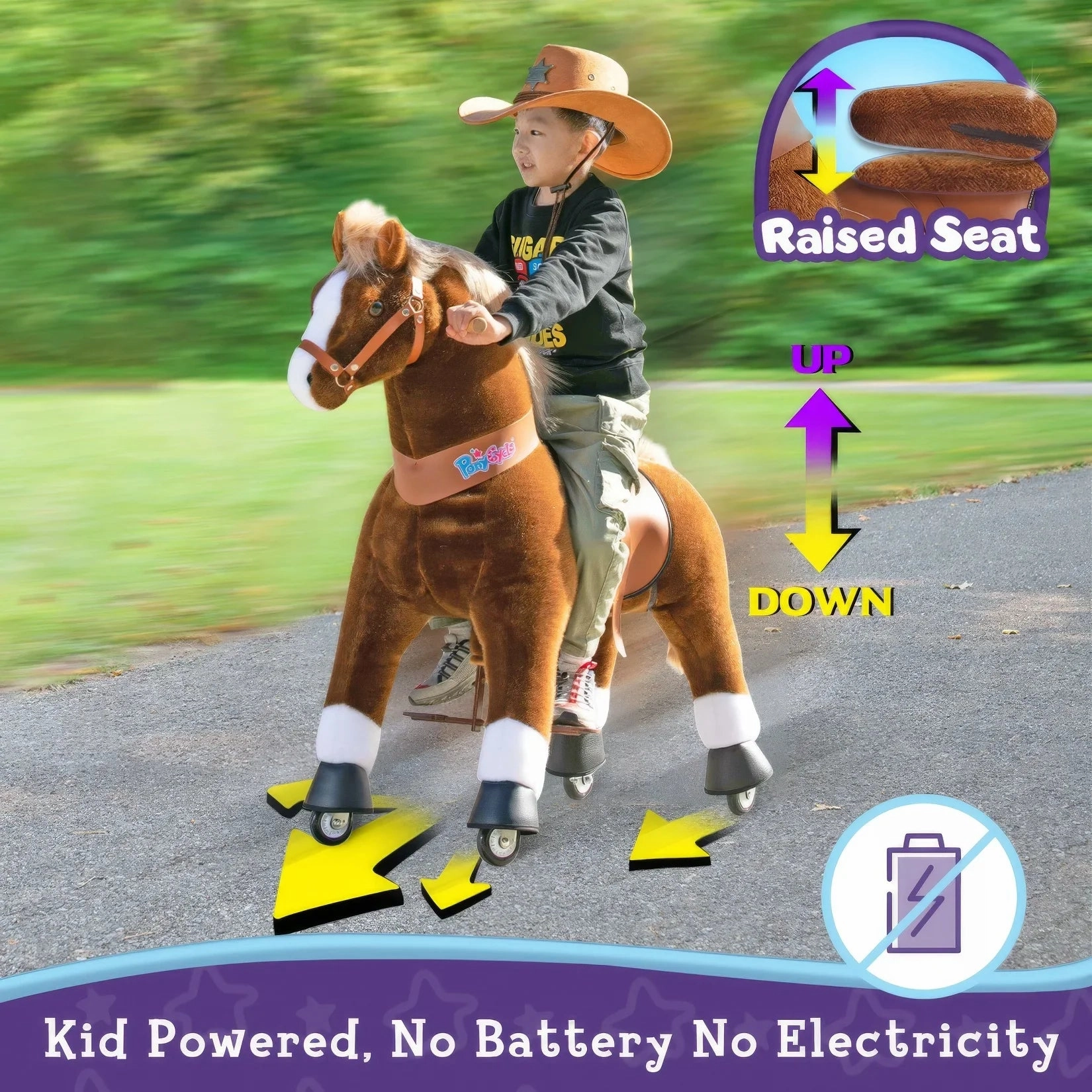 PonyCycle Mechanically Walking Ride-On Brown Horse - Ages 4-8 Years