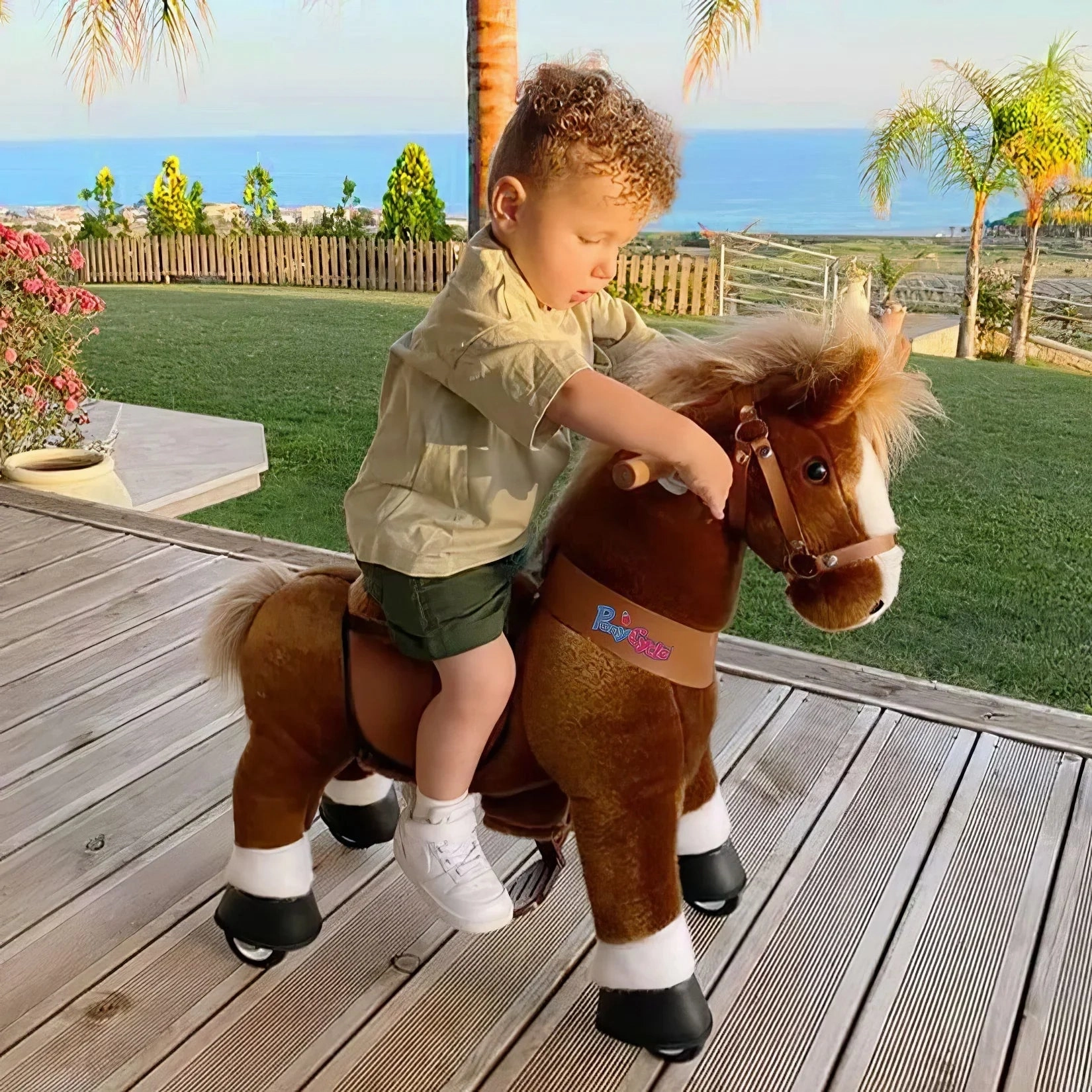 PonyCycle Mechanically Walking Ride-On Brown Horse - Ages 4-8 Years