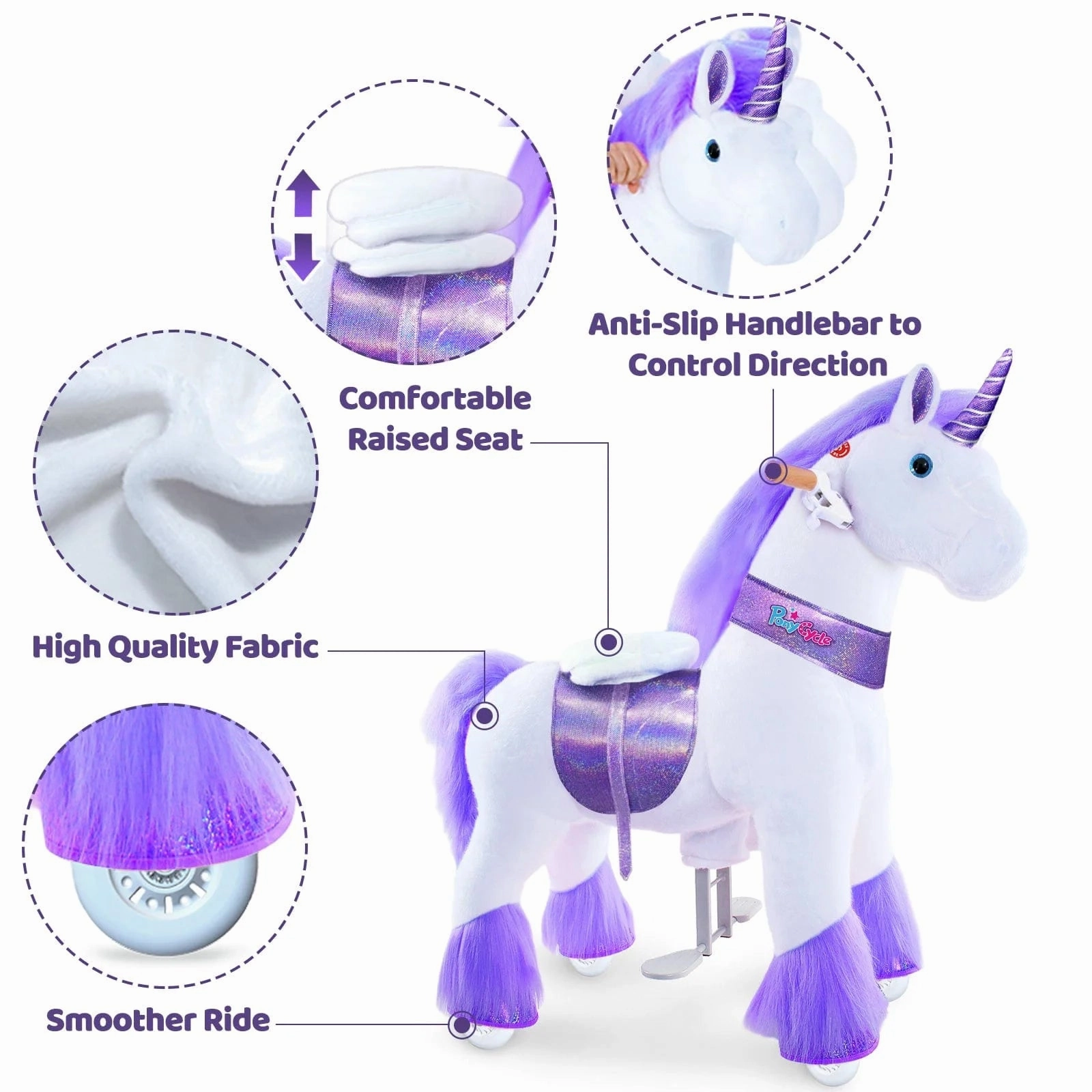 PonyCycle Mechanically Walking Ride-On Purple Unicorn