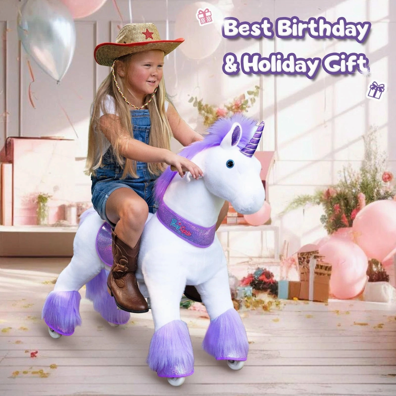 PonyCycle Mechanically Walking Ride-On Purple Unicorn