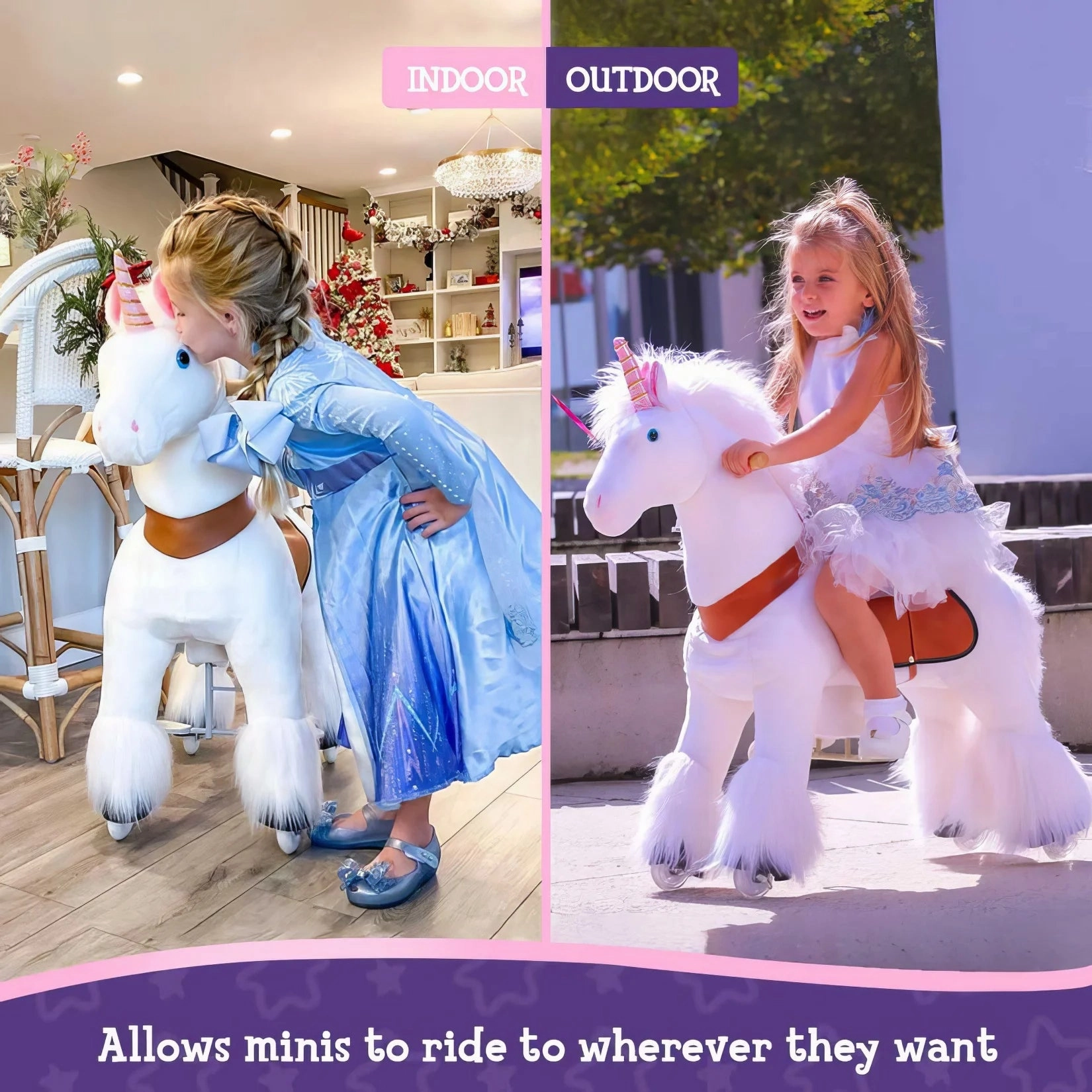PonyCycle Mechanically Walking Ride-On White Unicorn - Age 7 