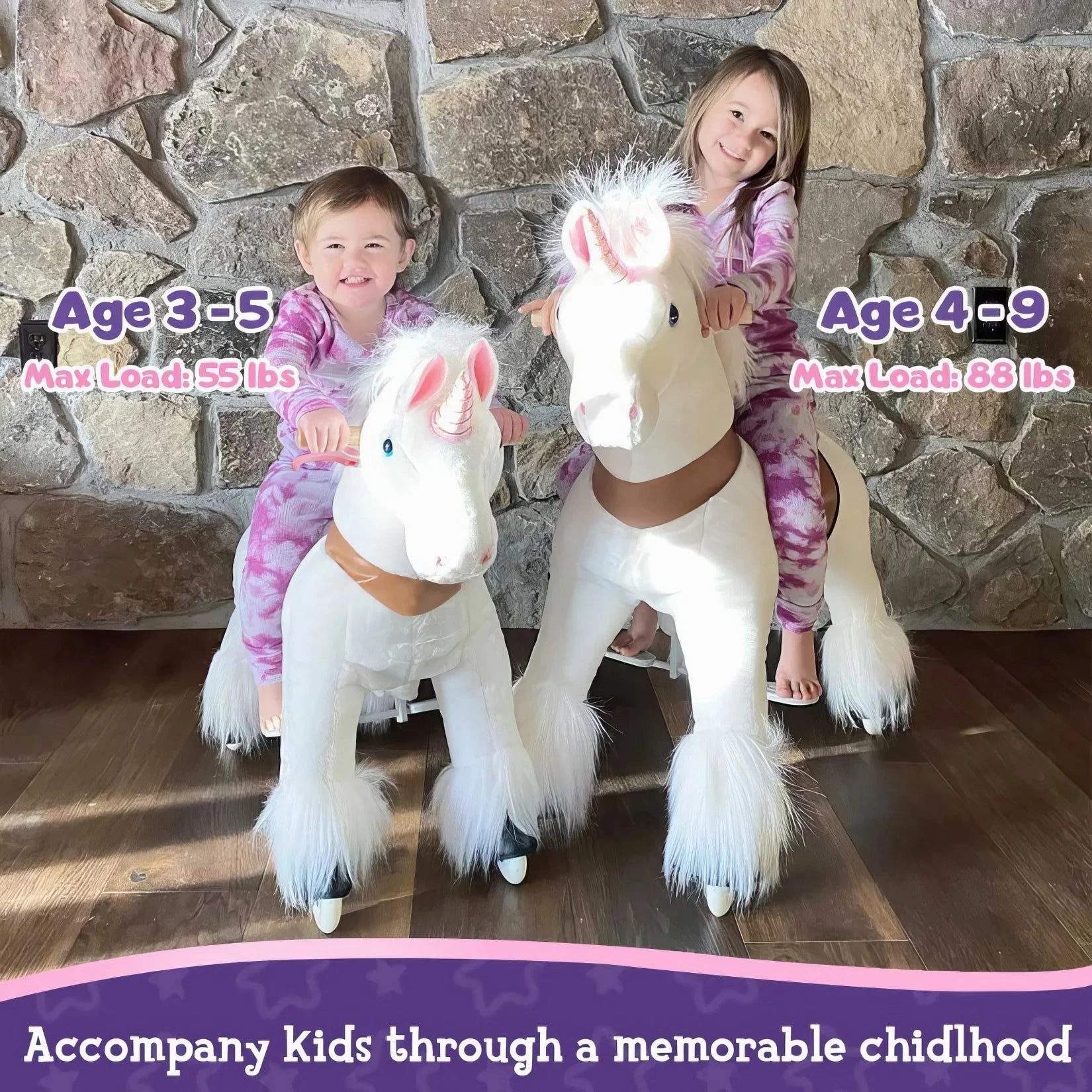 PonyCycle Mechanically Walking Ride-On White Unicorn - Ages 3-5 Years