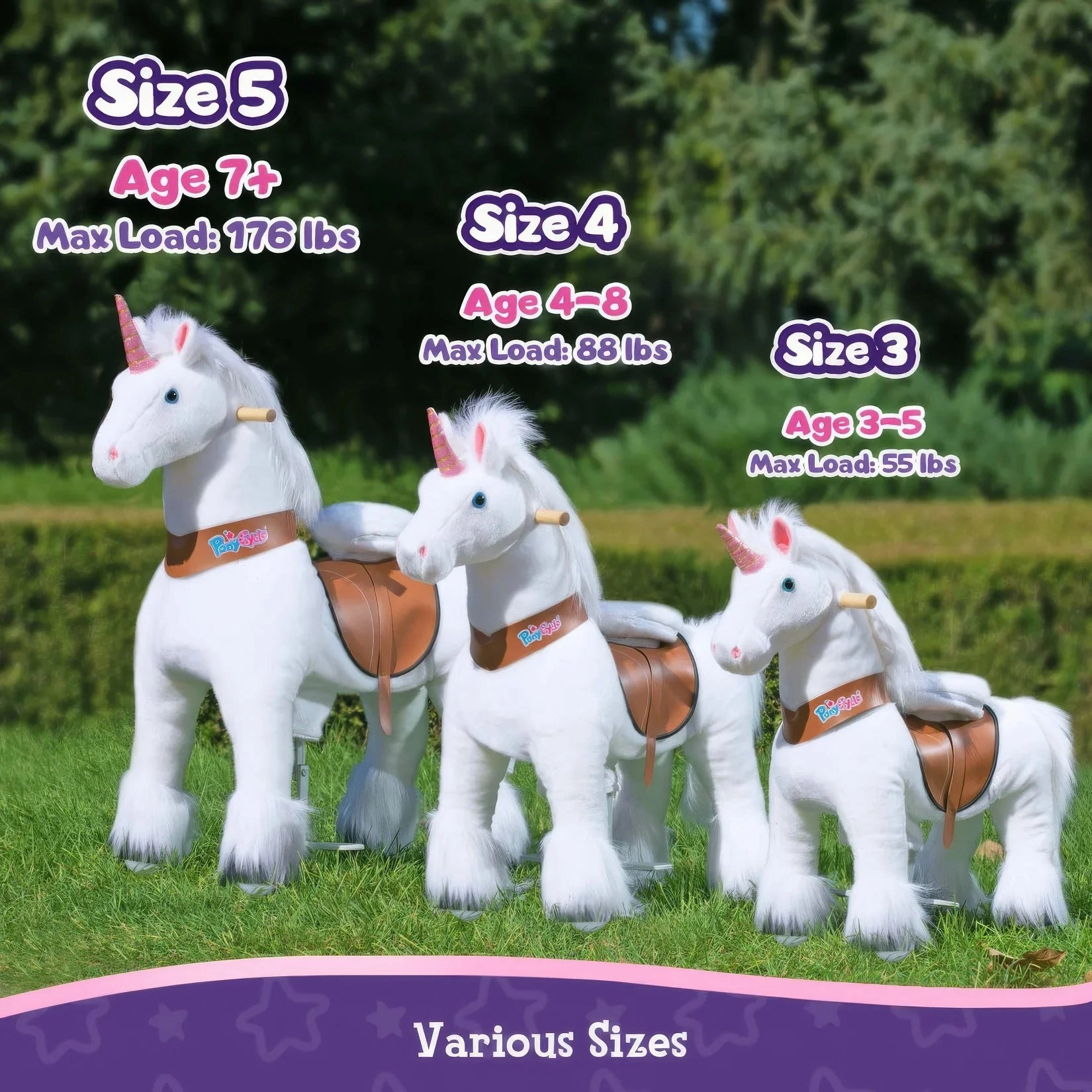 PonyCycle Mechanically Walking Ride-On White Unicorn - Ages 4-8 Years