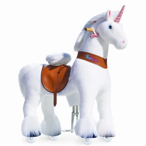PonyCycle Mechanically Walking Ride-On White Unicorn - Ages 4-8 Years