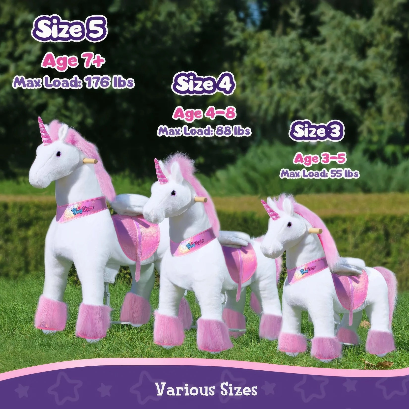 PonyCycle Ride-On Walking Toy Unicorn Plush for Age 7  Years