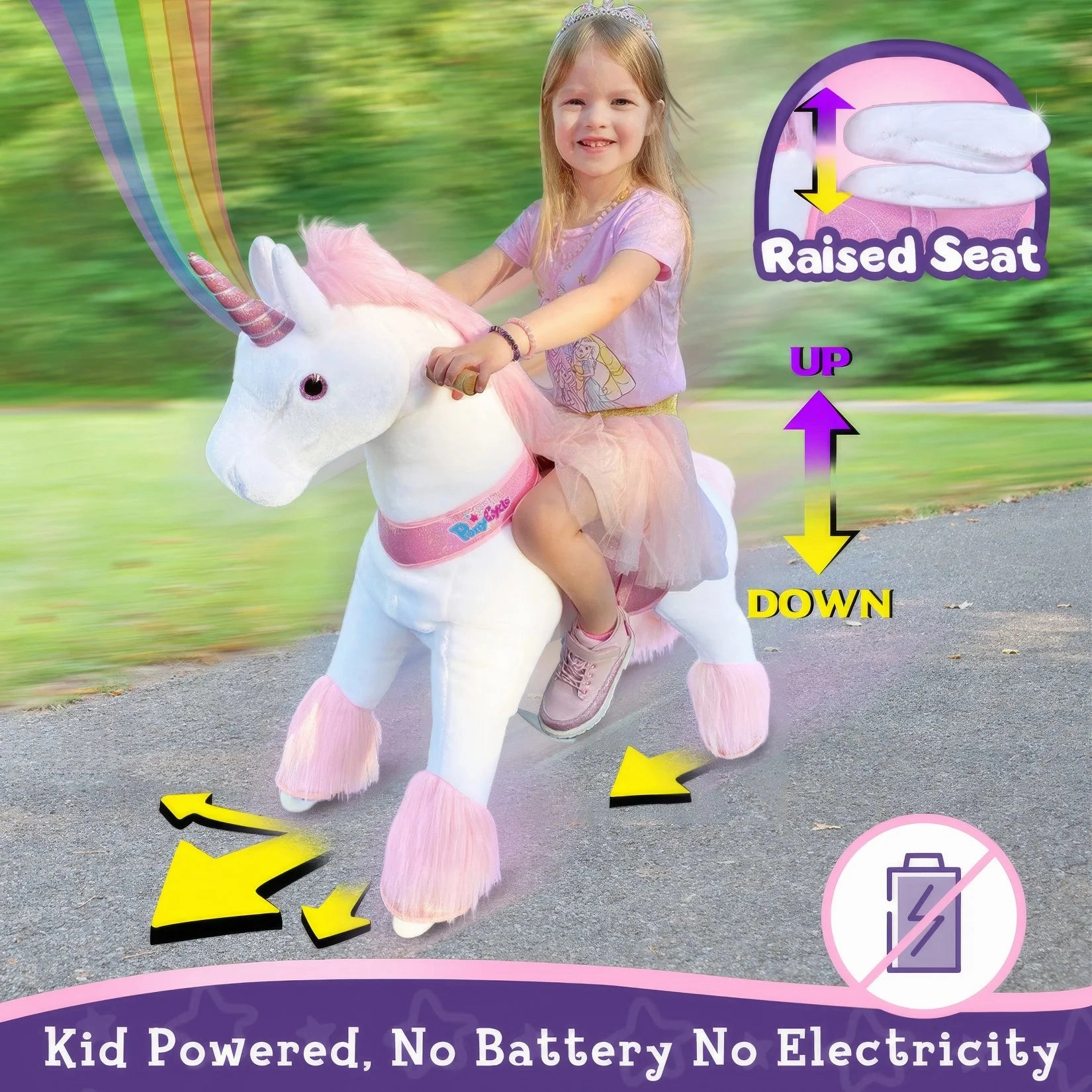 PonyCycle Ride-On Walking Toy Unicorn Plush for Age 7  Years
