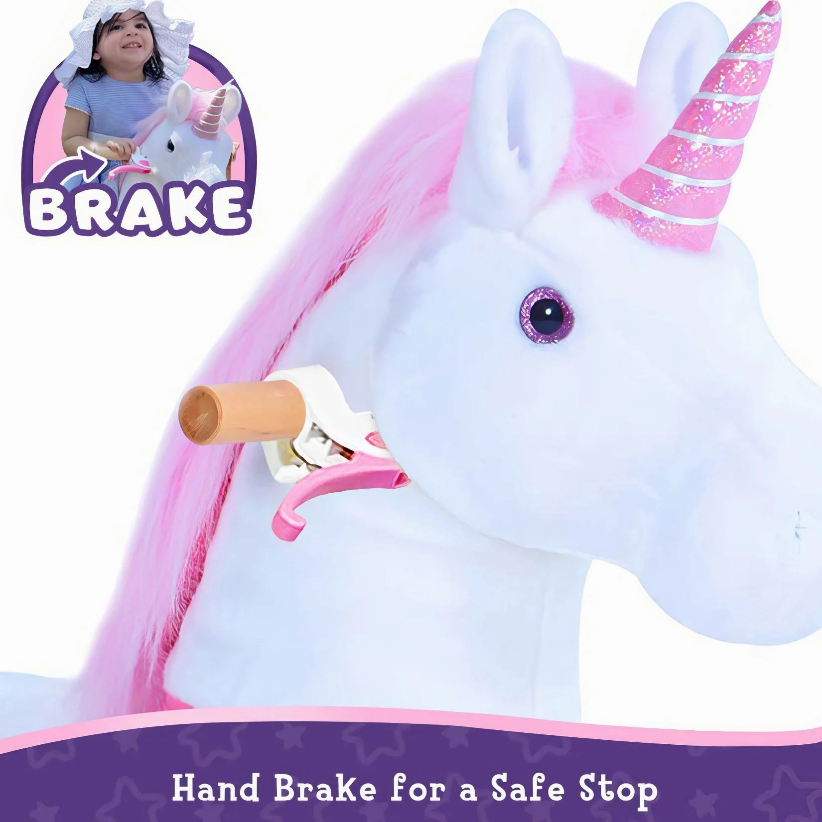 PonyCycle Ride-On Walking Toy Unicorn Plush for Age 7  Years