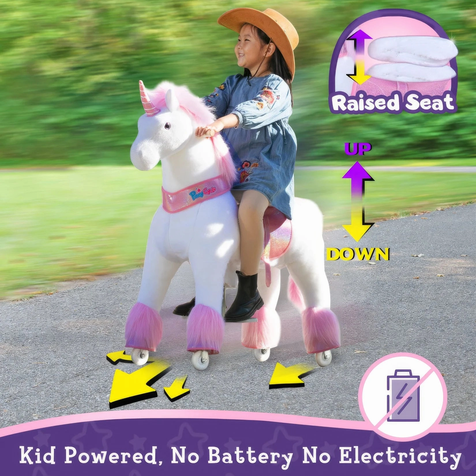 PonyCycle Ride-On Walking Toy Unicorn Plush for Age 7  Years