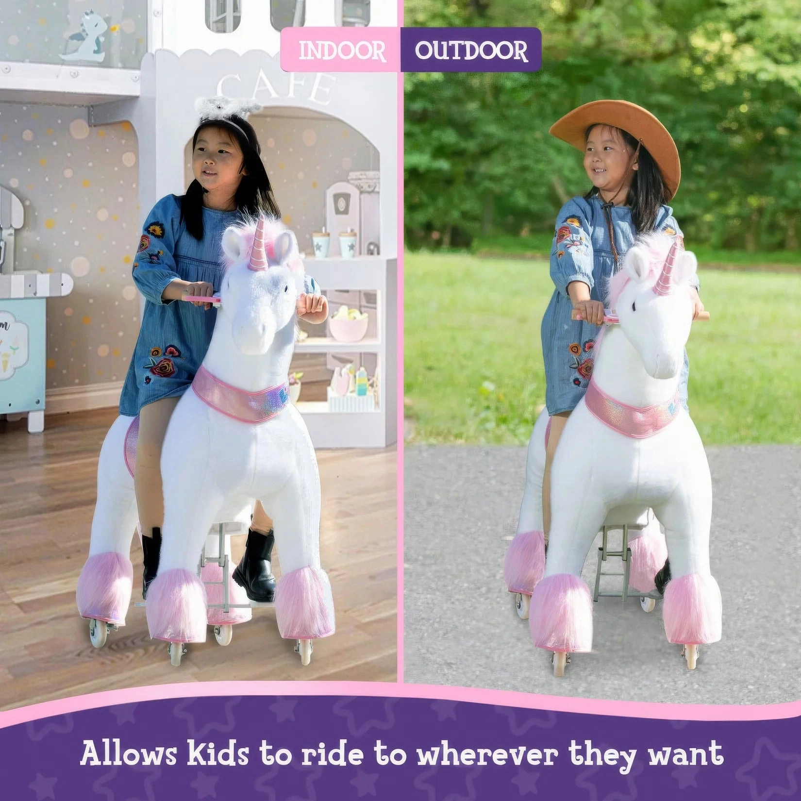 PonyCycle Ride-On Walking Toy Unicorn Plush for Age 7  Years