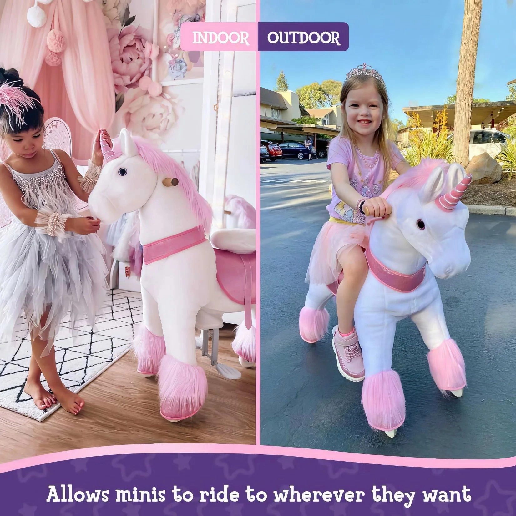 PonyCycle Ride-On Walking Toy Unicorn Plush for Age 7  Years
