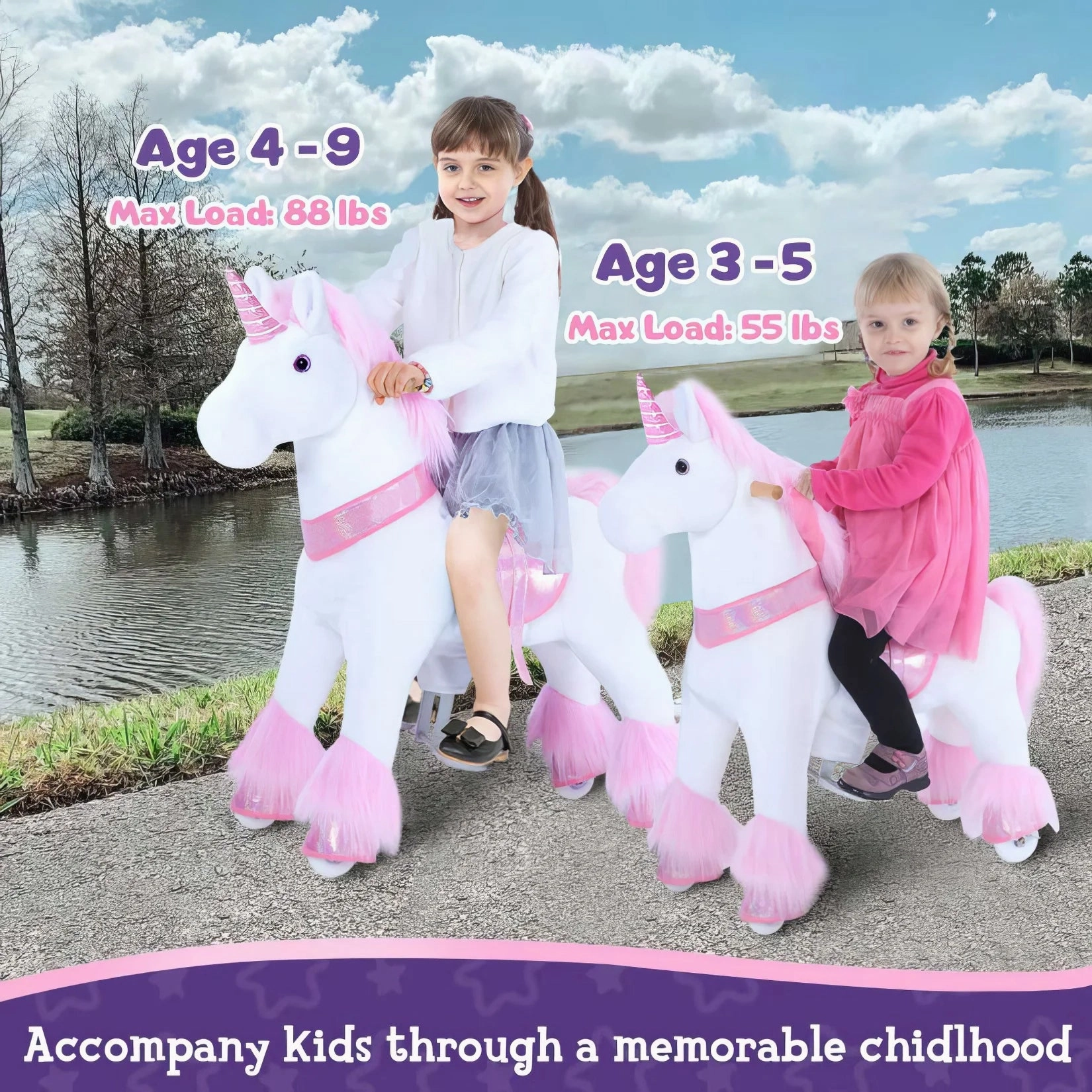 PonyCycle Ride-On Walking Toy Unicorn Plush for Age 7  Years