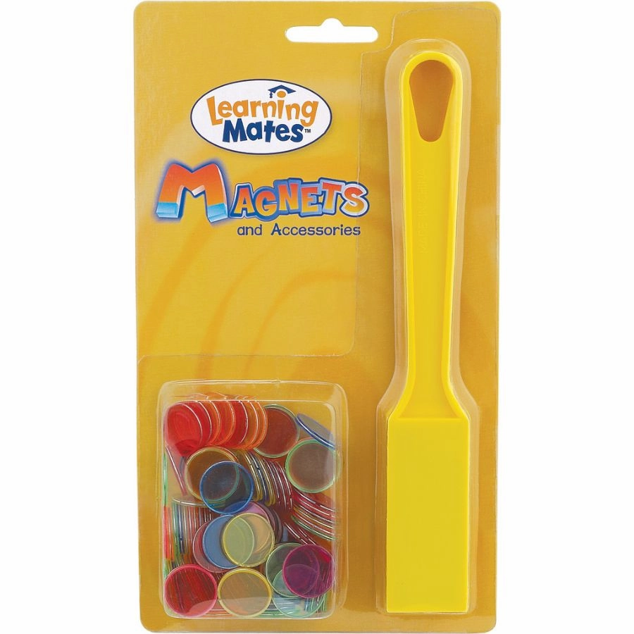 Popular Playthings - Magnetic Wand with 100 Steel Ringed Chips Assorted Colours