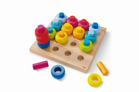 Rainbow Whirls Wooden Sorting and Stacking Game