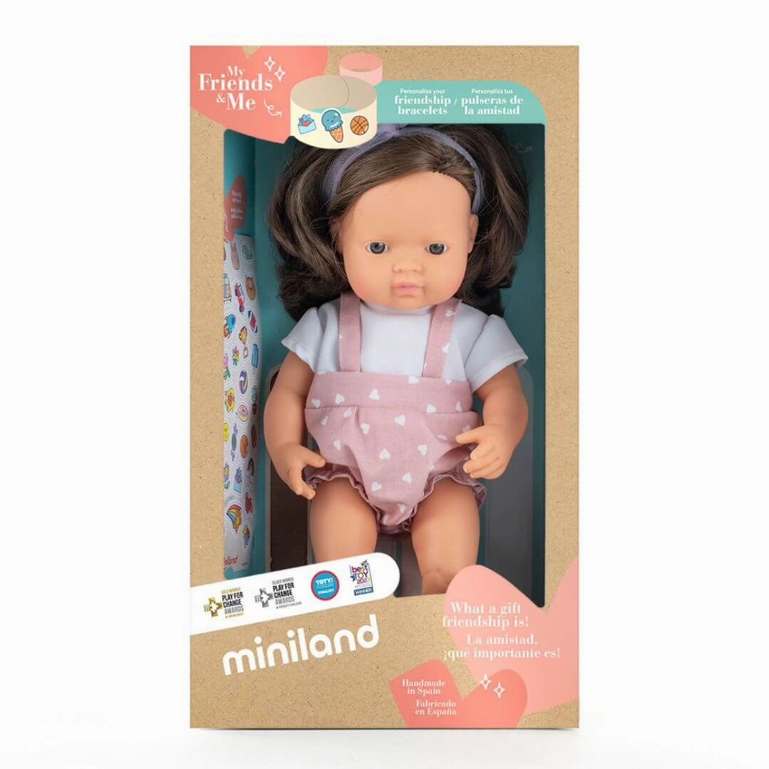 Realistic Montessori Doll - White Girl with Brown Hair