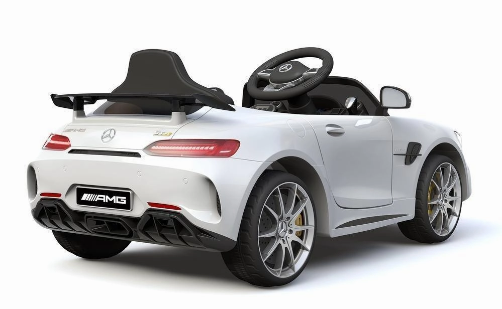 RICCO 6V 4.5A Two Motors Mercedes Benz GTR AMG Licenced Battery Powered Kids Electric Ride-On Toy Car, White