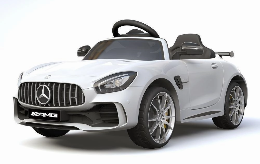 RICCO 6V 4.5A Two Motors Mercedes Benz GTR AMG Licenced Battery Powered Kids Electric Ride-On Toy Car, White