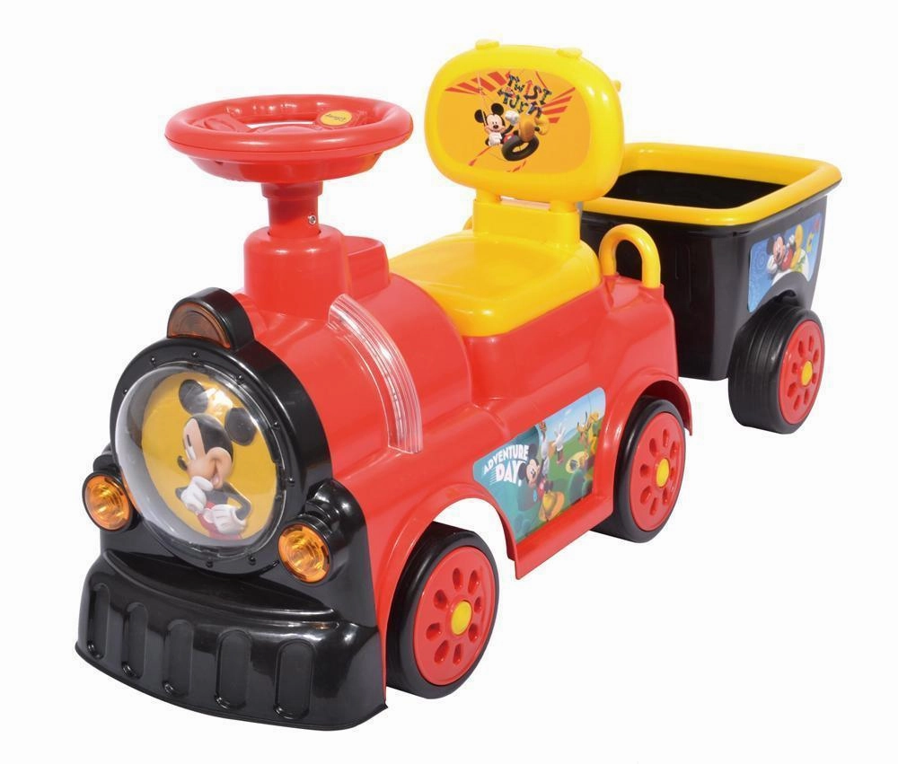 RICCO WJ018 Push Along Manual Ride On Toy Train with Trailer and Under Seat Compartment Storage